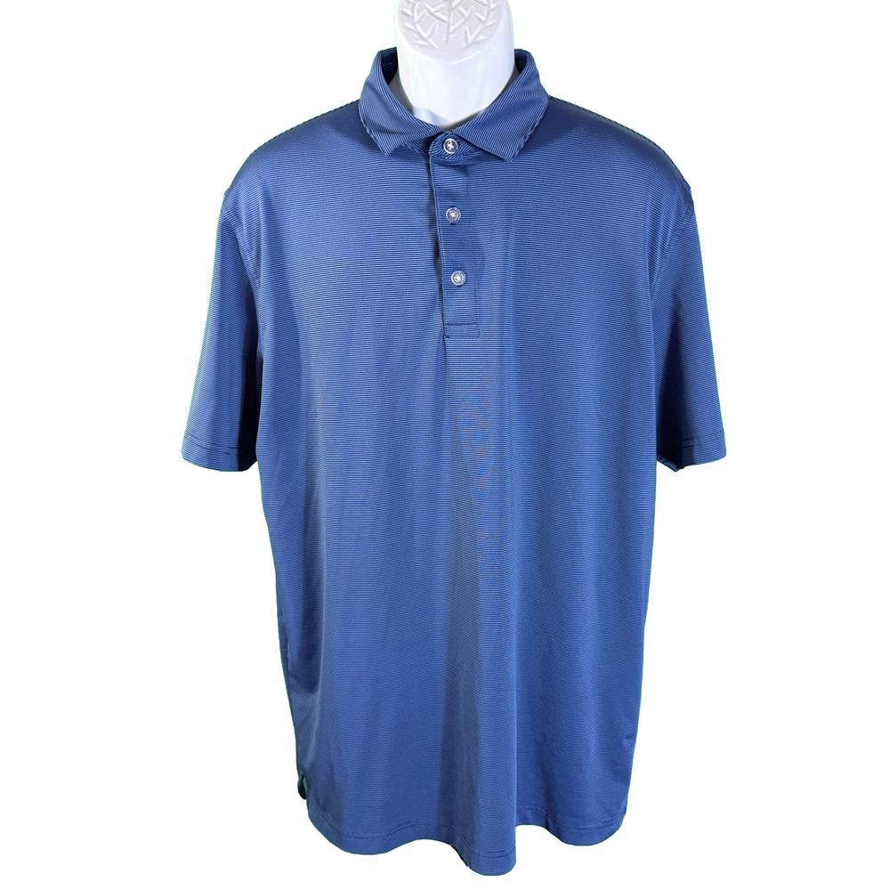Callaway Polo Shirt Mens Large Blue Opti-Dri Micro Stripe Short Sleeve Golf